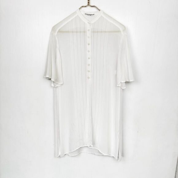 Dolce & Gabbana white semi sheer half button down blouse 8 - Picture 1 of 12